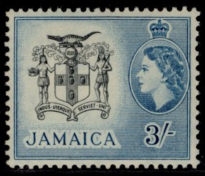 JAMAICA QEII SG171, 3s black & blue, NH MINT.