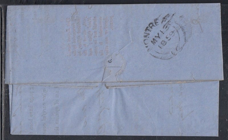 Canada - May 12, 1859 Quebec, Stampless Cover to Montreal