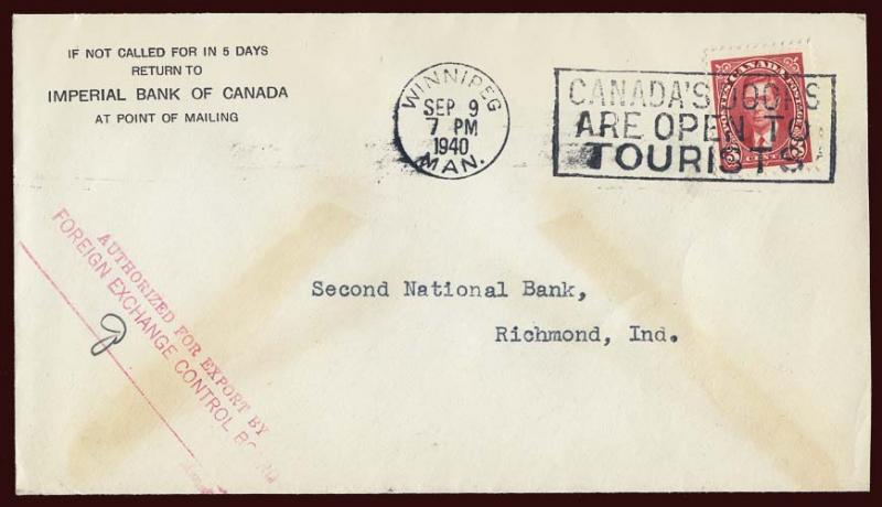 Canada cover, Winnipeg, Manitoba, 1940 CANADA'S DOORS ARE OPEN slogan