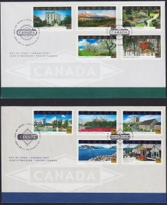 TOURIST ATTRACTIONS = Official FDC Canada 2001 #1903(a-e), 1904(a-e)