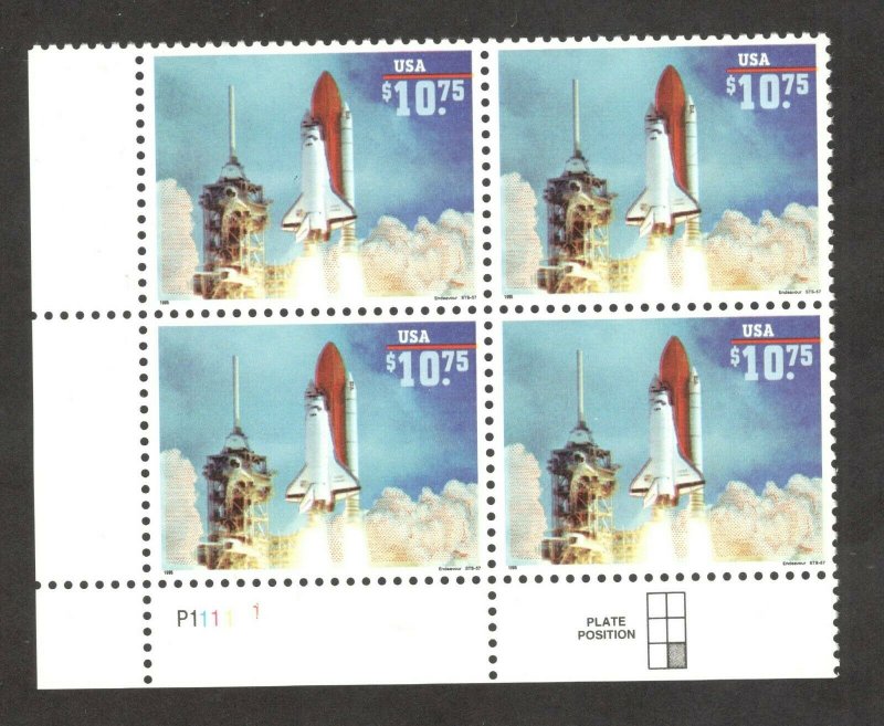 2544A Space Shuttle Endeavor Plate Block Mint/nh Selling At Face FREE SHIPPING