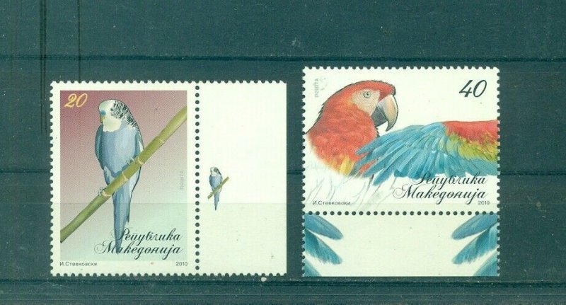 Macedonia - Sc# 511-2. 2010 Parrots. Birds. MNH $3.50.