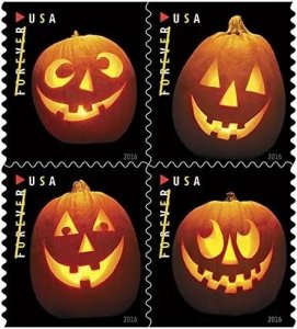 2016 Jack o Lanterns 5 Booklets 100pcs Forever Stamps