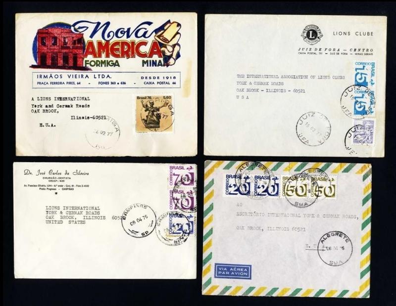 16 Lions Club of Brazil Covers to Oakbrook, IL USA dated 1976 to 1977