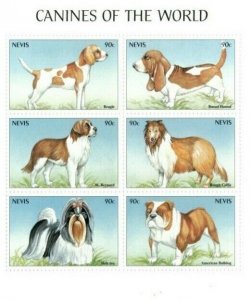 Nevis - 2000 - Canines of the World  - Sheet of Six   - MNH
