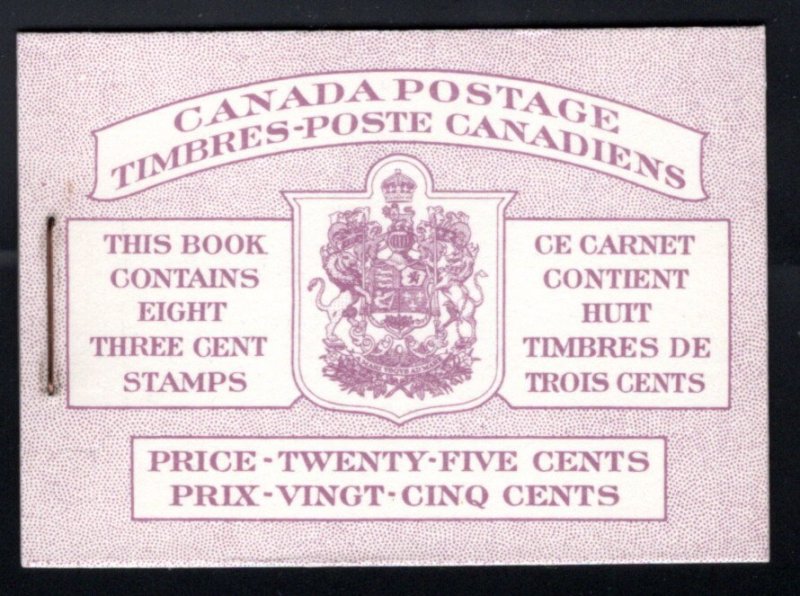 Scott BK40b (Bilingual), 1949-51 Issue, Type II, Canada booklet postage stamps.