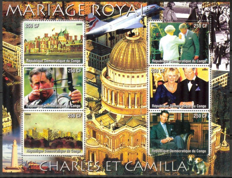 Congo 2005 Royal Wedding Prince Charles and Camilla (I) Sheet MNH Cinderella !