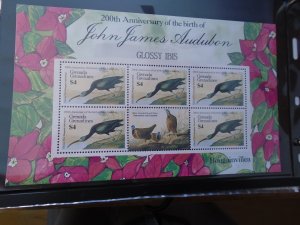 Grenada Grenadines  Birds  J J  Audubon  #  735  MNH  Mini Sheet