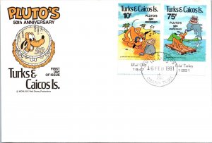 Turks & Caicos Isl FDC 1980 - Pluto's 50th Anniv - Grand Turk - Pair - F65036