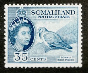 1958 Somaliland Protectorate Sc #133 - 35¢ QEII & Rock Pigeon - MH stamp Cv$6