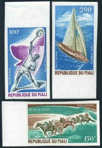 Mali C116-118 imperf,MNH.Michel 269B-271B.1971.Tennis,Yacht-America Cup,Derby