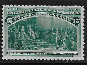 US 1893 Sc. #238 FVF NH, Columbian Exposition, Cat. Val. $600.00.