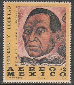 MEXICO C405, Benito Juarez Death Centennial SINGLE, MINT, NH. F-VF.