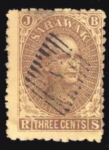 MOMEN: SARAWAK SG #1 1869 USED £225 LOT #67148*