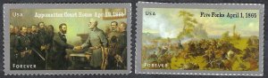 United States #4980-81 Forever (49¢) Civil War 1865 (2015). Two singles. MNH