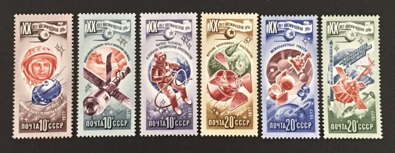 Russia 1977 #4589-94, Space Research, MNH.