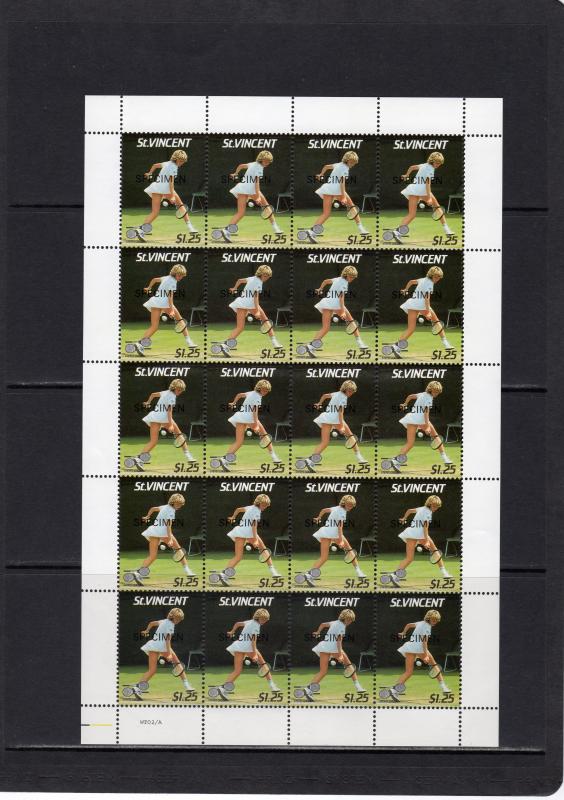 St.Vincent 1987 Sc#988/995 WIMBLEDON TENNIS CHAMPIONSHIPS 8 Sheetlets SPECIMEN