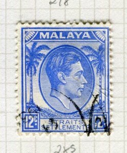 STRAITS SETTLEMENTS; 1937 early GVI issue fine used Shade of 12c. value