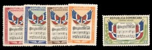 Dominican Republic #C57-61 Cat$33.55+ (for hinged), 1946 National Anthem, com...