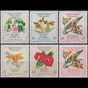 COLOMBIA 1962 - Scott# C420-5 Flowers Set of 6 LH