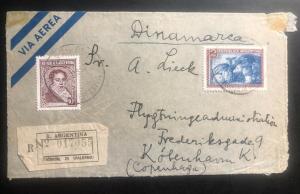 1949 Buenos Aires Argentina Airmail Registered front Cover To Copenhagen Denmark