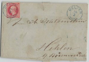 Germany (Hannover) c. 1860 1g carmine rose Cover Uelzen / Nachts CDS to Hehlen