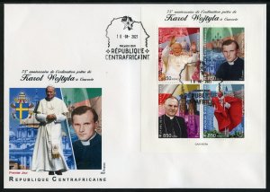 CENTRAL AFRICA 2021 75th ANN OF POPE JOHN PAUL II BECOMING PRIEST SHEET FDC