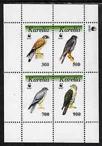 KARJALA - 1997 - Birds of Prey #2 -Perf 4v Sheet-Mint Never Hinged-Private Issue