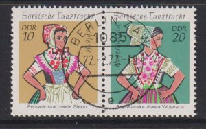 German Democratic Republic DDR #1294-1295 cancelled 1971 Sorbian costumes pair