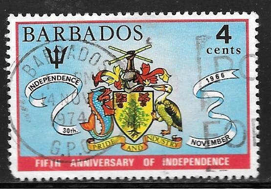 Barbados 364: 4c Coat of Arms, used, VF