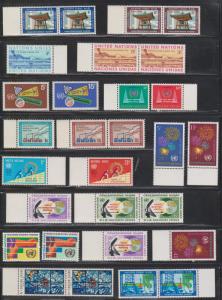 UNITED NATIONS Lot Of 85 MNH Stamps In Blocks, Pairs & Singles
