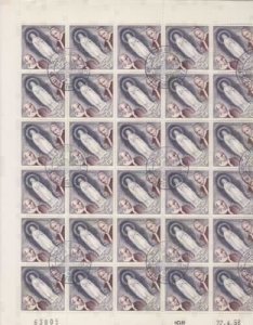 Apparition virgin mary 1958 first  day of issue  cancelled stamp sheet R19880