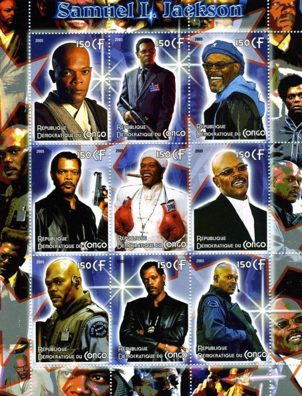 Congo 2003 Samuel L. JACKSON American Actor Sheet (9) Perforated mnh.vf