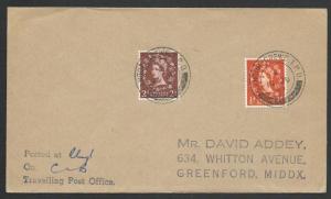 GB 1957 cover BANGOR - CREWE TPO railway cancel............................50605