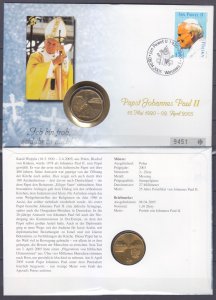 2005 Poland 4175FDC+Numis 2zl UNC Memorial Day since death of Pope John Paul II.