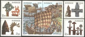 SWEDEN Sc# 1801 - 1808 MNH FVF Set4 + 4Block Viking Heritage