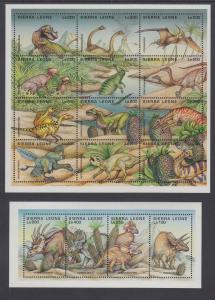 Sierra Leone Sc 1791-1794 MNH. 1995 Dinosaurs cplt, 2 Sheets + 2 Souv Sheets