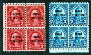 U.S. Scott 647-648 Unused Hawaii Sesquicentennial Margin Blocks