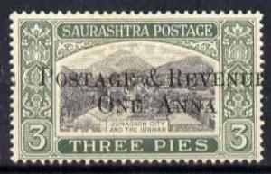 Indian States - Soruth 1950 Surcharged 1a on 3p unmounted...