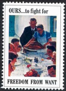 Patriotic WW2 Poster Stamp - Freedom From Want - Cinderella