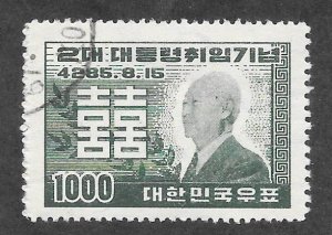 Korea Scott 182 Used Syngman Rhee & Happiness stamp 2019 CV $7.50