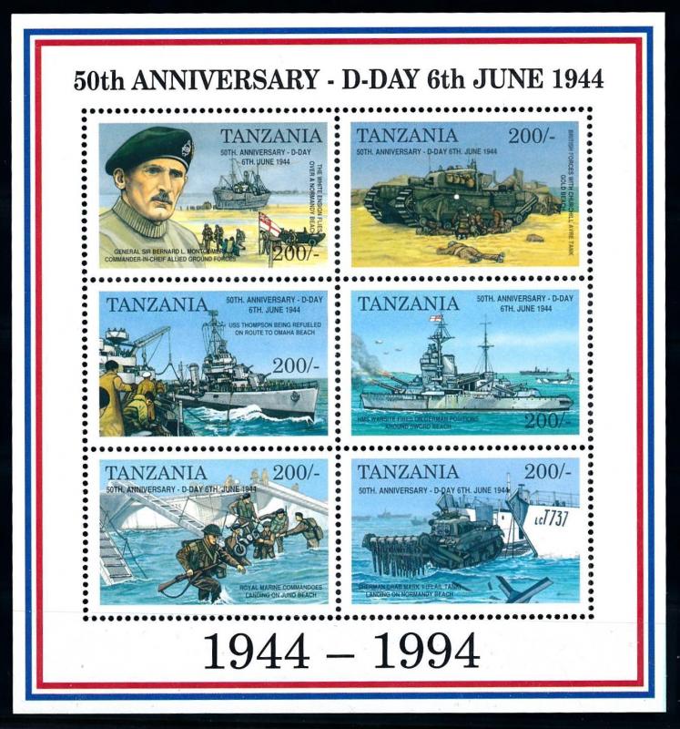 [78469] Tanzania 1994 World War II D-Day Sheet MNH