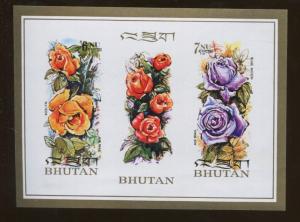 Bhutan Souvenir Sheet Stamps # 150E Featuring Variety of Roses - Value $16
