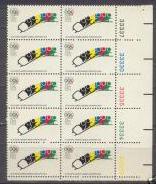 #1461 Winter Olympics Bobsledding Plate Block of 10 -MNH