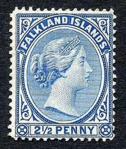 Falkland Is SG30b 2 1/2d Pale Ultramarine Mint no gum Cat 70 pounds 