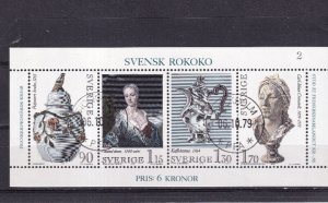 LI04 Sweden 1979 Swedih Rococo used mini sheet