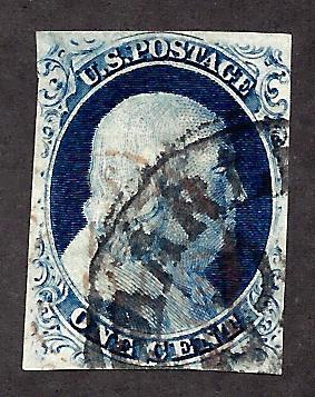 9 Used... 1c Franklin Type IV w/Brown Cancel... SCV $95.00