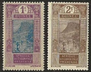 French Guinea 63-64, mint, hinge remnants, 63 has gum thin..  1913. (F388)