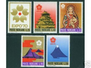 VATICAN Scott 479-83 MNH** Expo 70 Japan