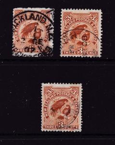 New Zealand x 3 used 3d from the 1907 set